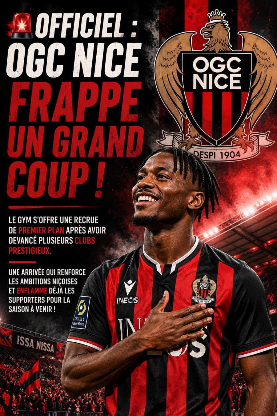 🚨 OFFICIEL : L’OGC Nice rĂ©alise un Ă©norme coup sur le marchĂ© des transferts en s’offrant une recrue très convoitĂ©e devant plusieurs clubs prestigieux. Une arrivĂ©e qui enflamme dĂ©jĂ les supporters niçois et renforce les ambitions du Gym pour la saison Ă venir….