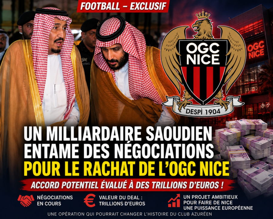 Un milliardaire saoudien lance des négociations ambitieuses pour le rachat de OGC Nice, avec un accord potentiel évalué à des trillions d’euros, une opération qui pourrait transformer le paysage du football européen et redéfinir les ambitions du club azuréen….see more ⤵️